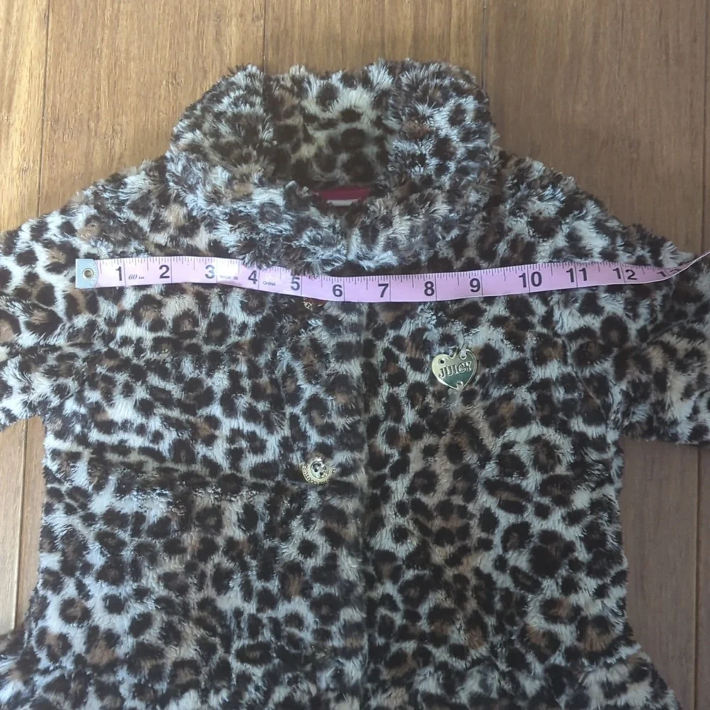 Juicy Couture Faux Fur Cheetah Leopard Print Button Up Jacket